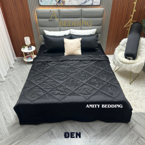 Bộ Chăn Drap Phi Lụa Đen