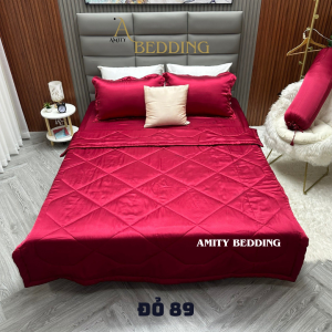 Bộ Chăn Drap Phi Lụa Đỏ 89