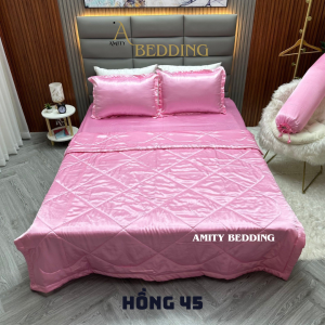 Bộ Chăn Drap Phi Lụa Hồng 45