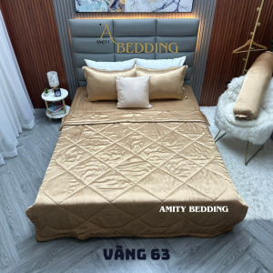 Bộ Chăn Drap Phi Lụa Vàng 63